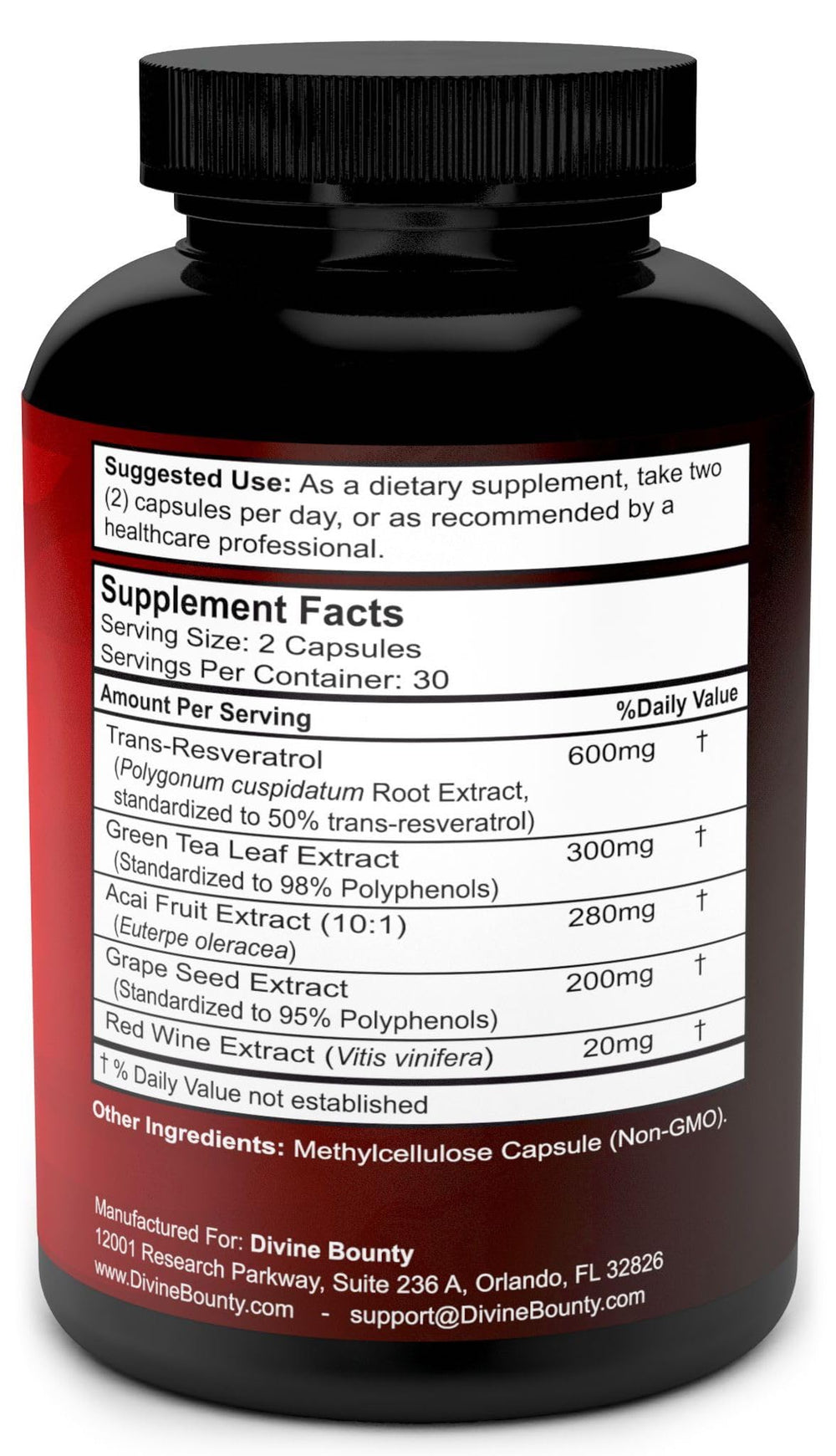 Resveratrol Supplement - 1400mg Extra Strength Formula with Grape Seed Extract, Green Tea Extract, Red Wine Extract - 60 Veggie Capsules