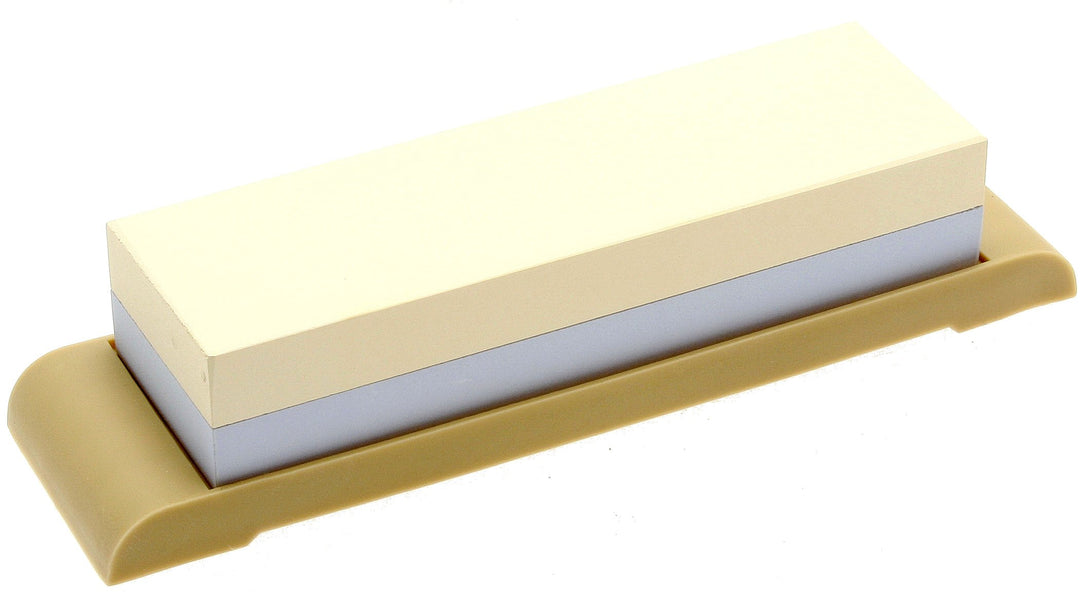 Japanese Sharpening Stone, Dual-sided #1000 and #3000 Grit with Rubber Base, Compact