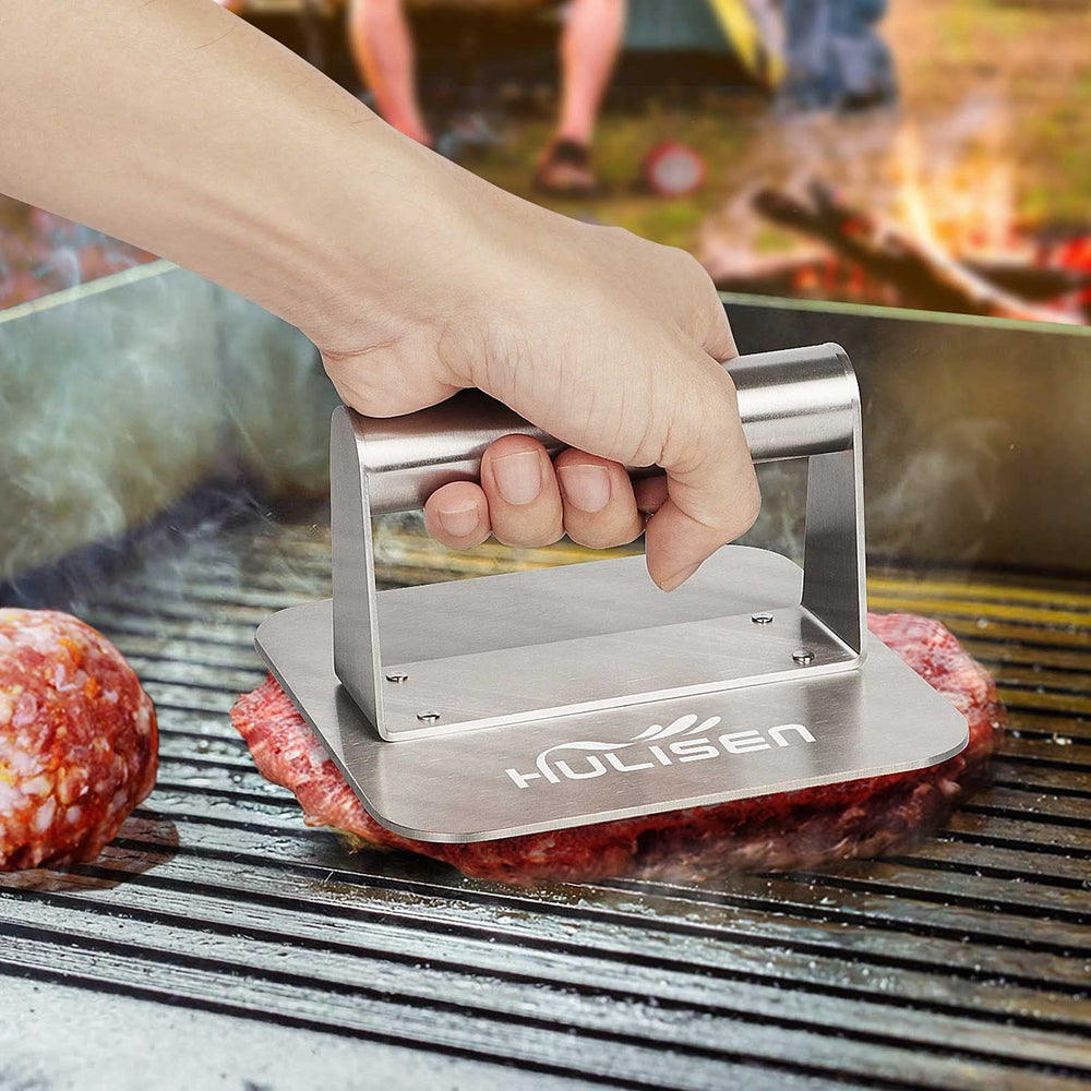 HULISEN Square Stainless Steel Burger Press, Burger Sma