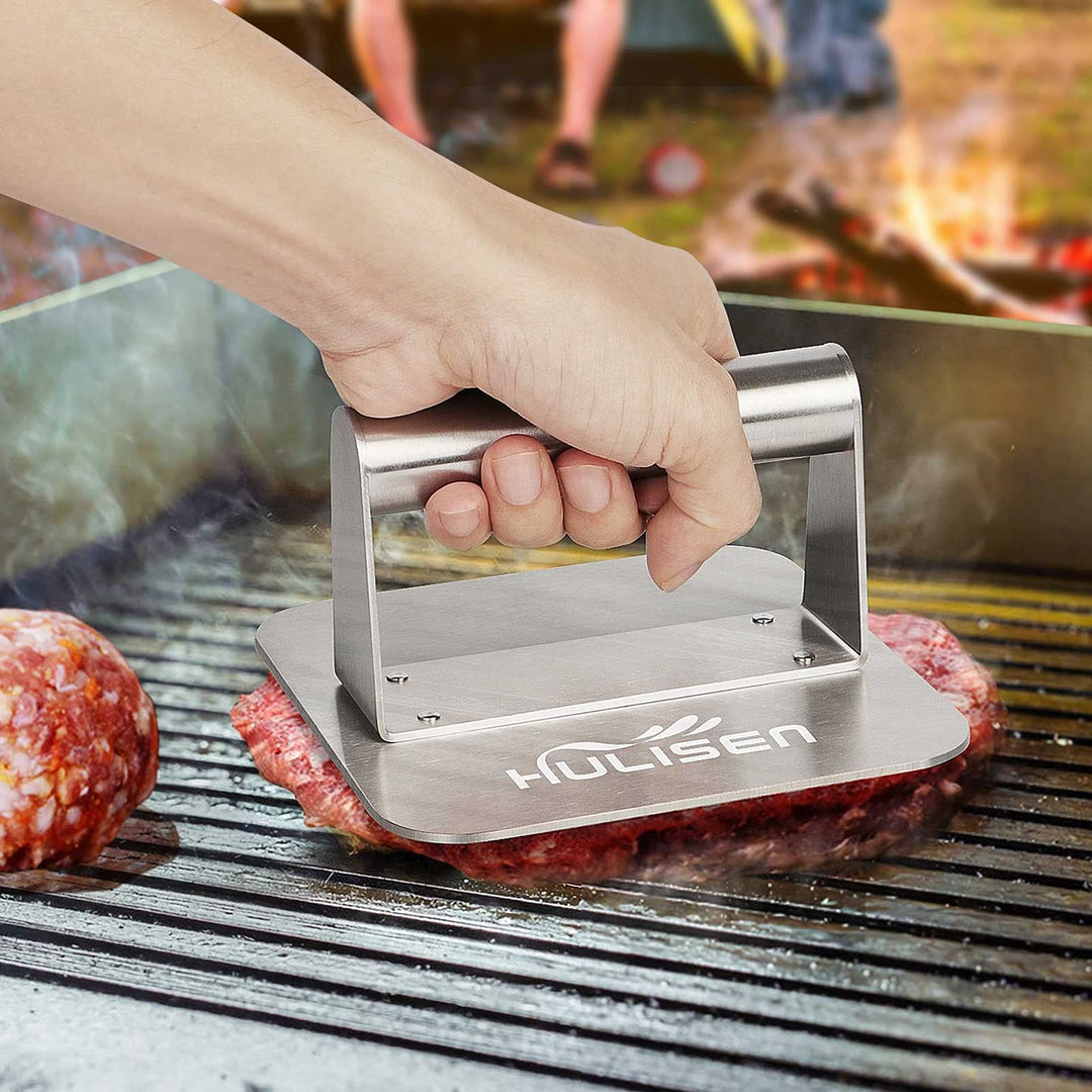 HULISEN Square Stainless Steel Burger Press, Burger Sma