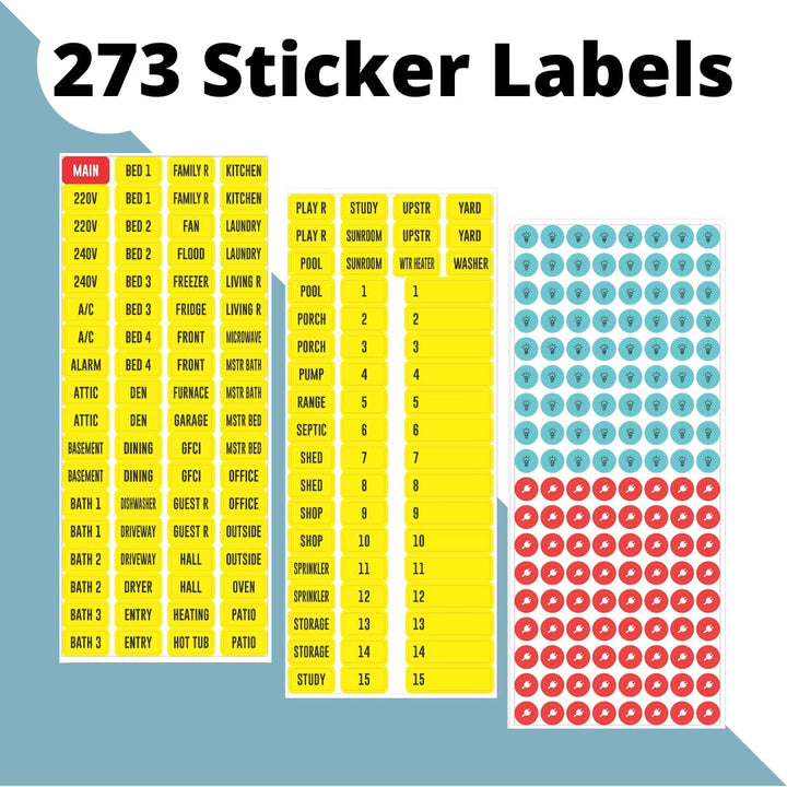 Circuit Beaker Box Sticker Labels- 3 Sheet Set Vinyl Decals for Fuse Box. Easy to Read Color Coded for Breaker Panel Boxes. Easy Identification. Weatherproof and Highly Adhesive. 129 Stickers.