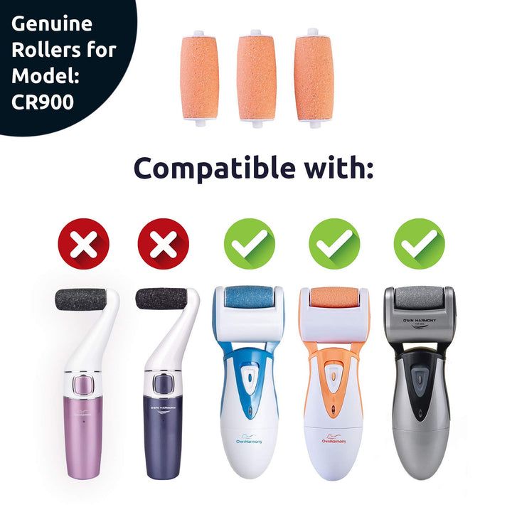 Extra Coarse 3 Refill Rollers Best Fit for Electric Callus Remover CR900 - Foot Care for Healthy Feet - Pedicure File Tools - Replacement 3 Pack Extra Coarse (Peach)