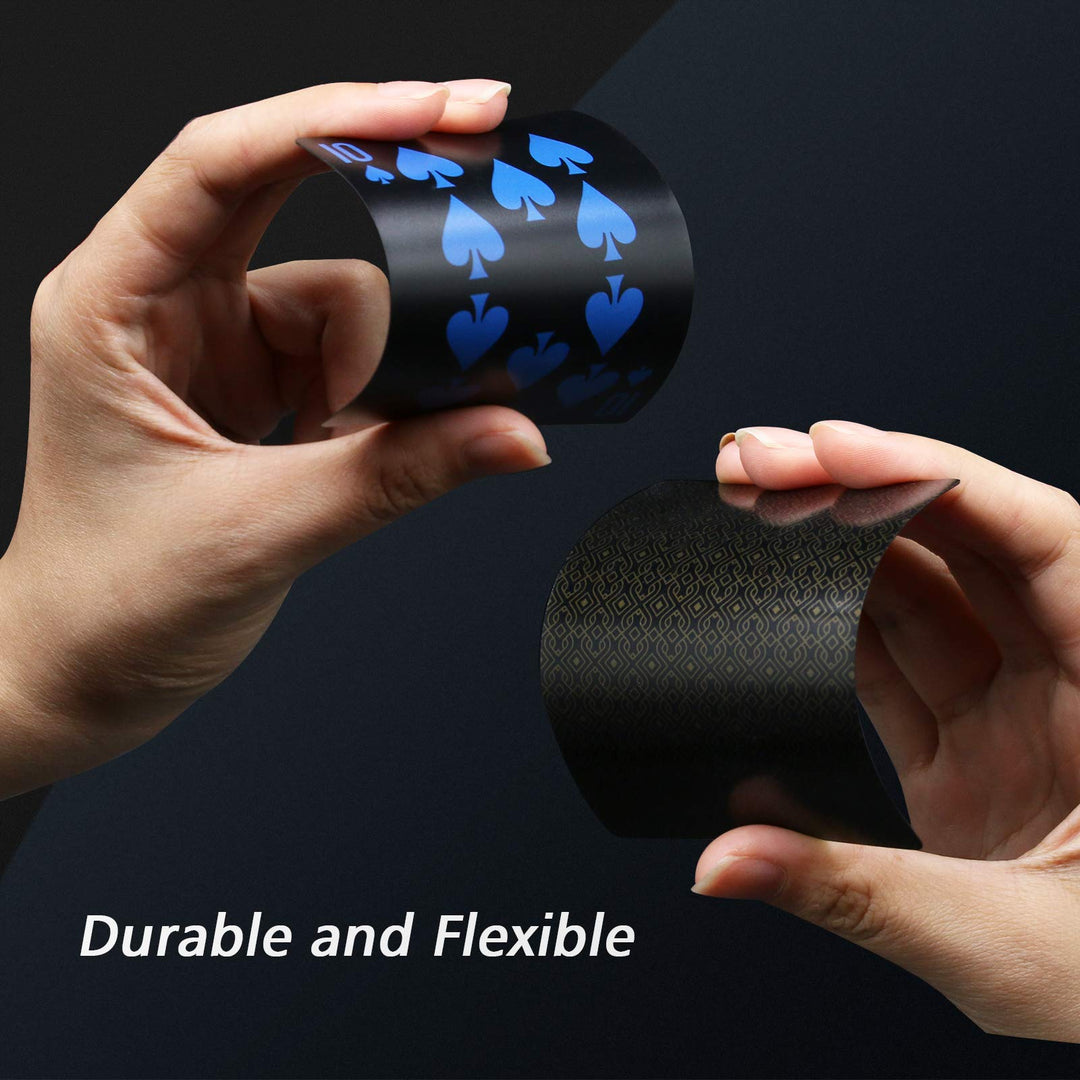 2 Decks Plastic Playing Cards, Premium Plastic Waterproof Black Playing Poker Cards Professional Luxury Deck of Cards for Adults