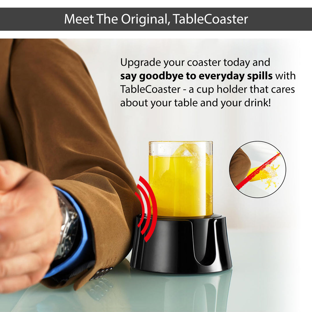 TableCoaster - Original Anti-Spill Table and Desk Cup Holder, Jet Black - RV and Boat Drink Holder, A Tip-Proof Coaster with Tacky Base and Walled Profile to Prevent Spilled Drinks