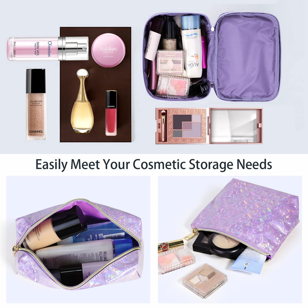 Lubardy Makeup Bag Leather Cosmetic Bag Waterproof Make