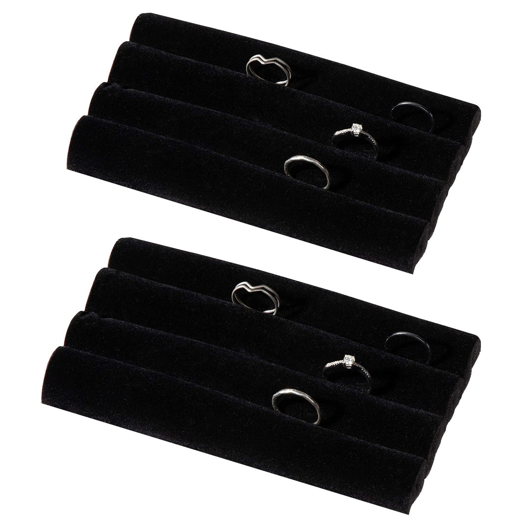 2 sets of Finger Black Velvet Ring Trays Accessory Foam Pads Showcase Counter Top Display Jewelry Holder 5.5&#39;&#39; Holiday Gift Christmas