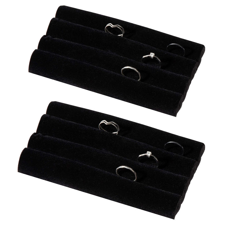 2 sets of Finger Black Velvet Ring Trays Accessory Foam Pads Showcase Counter Top Display Jewelry Holder 5.5&#39;&#39; Holiday Gift Christmas