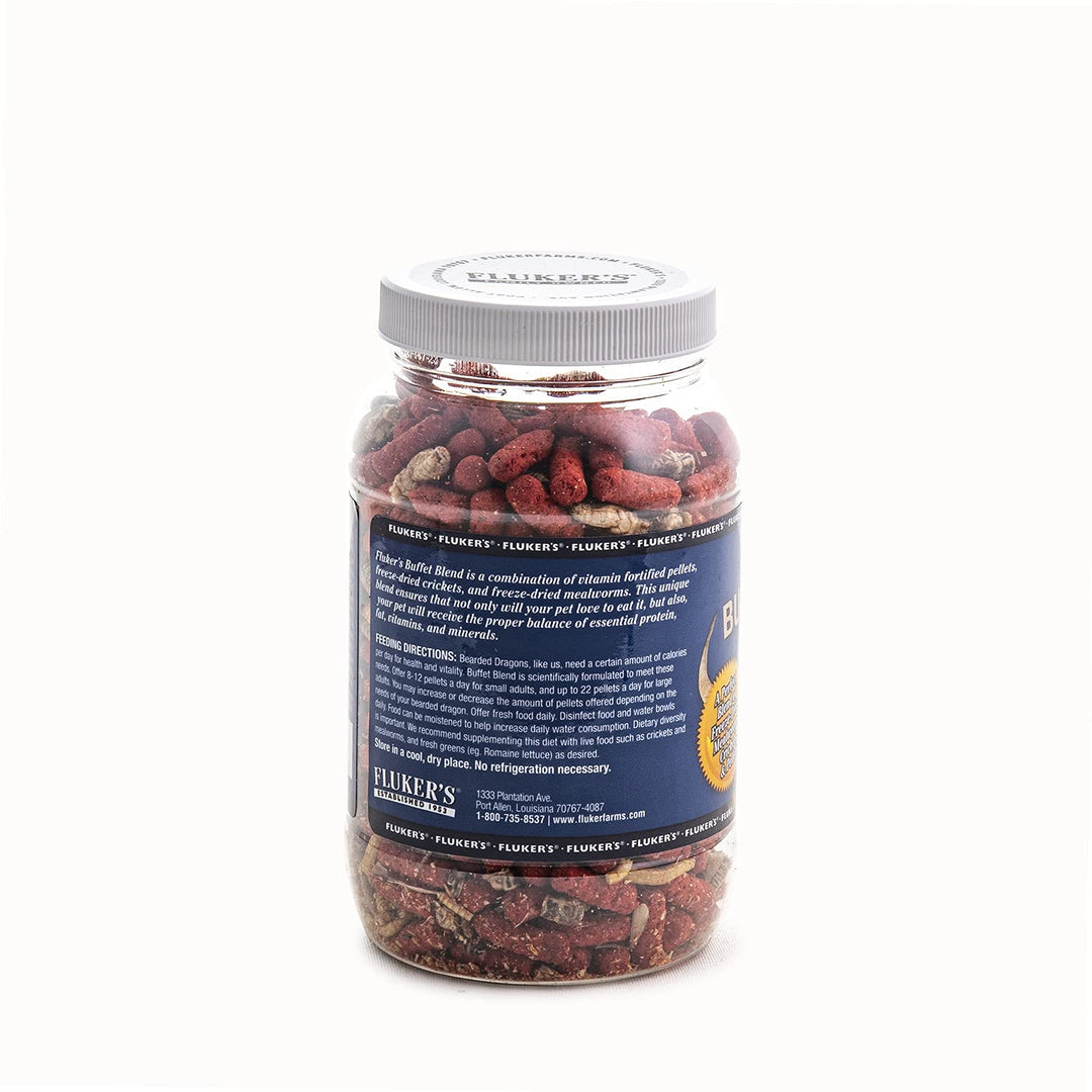 Fluker's Buffet Blend Adult Bearded Dragon Diet, Mealworms, Crickets and Pellets, 2.9 oz