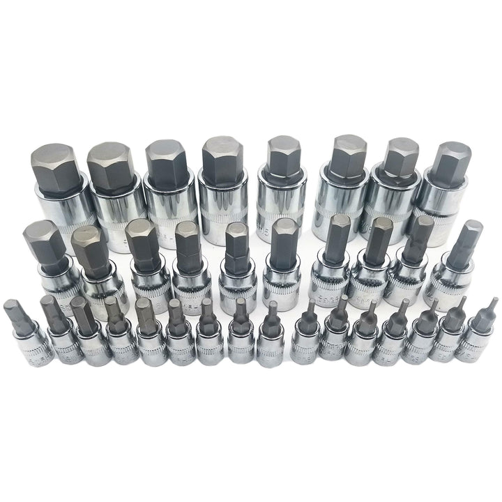 Master Hex Bit Socket Set Allen Wrench Bit Kit Hex Key for Ratchet Socket Tool SAE and Metric Set 3/8, 1/4, 1/2 Drive Socket Set 34-Piece