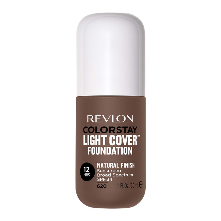 Revlon ColorStay Light Cover Liquid Foundation, Hydrating Longwear Weightless Makeup with SPF 35, Light-Medium Coverage for Blemish, Dark Spots &amp; Uneven Skin Texture, 620 Java, 1 fl. oz.