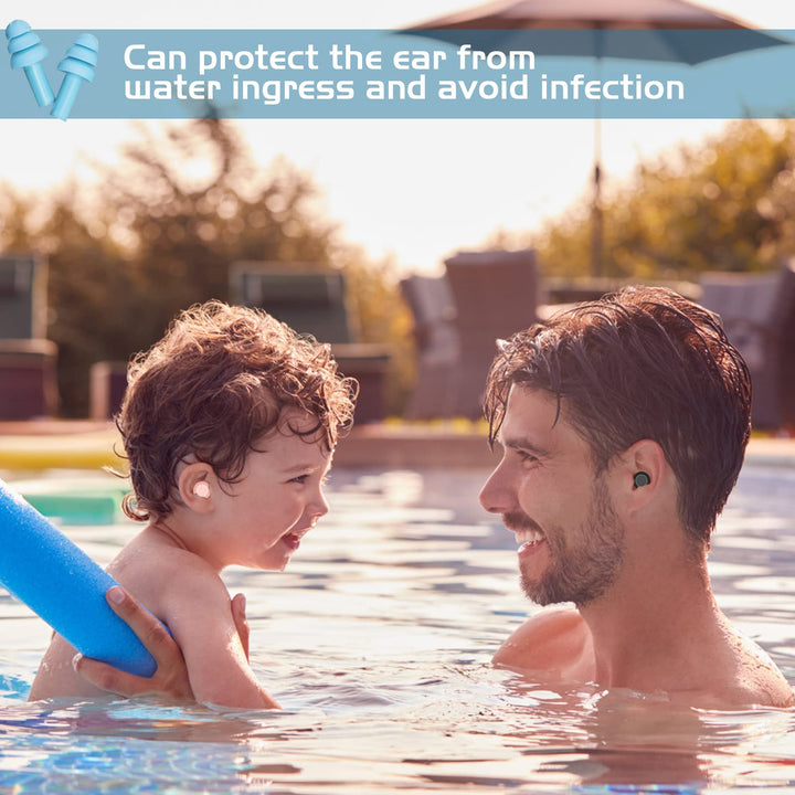 10 Pairs Swimming Earplugs Silicone Noise Cancelling Ear Plugs Reusable Waterproof Earplugs with Case for Swimming and Sleeping, 10