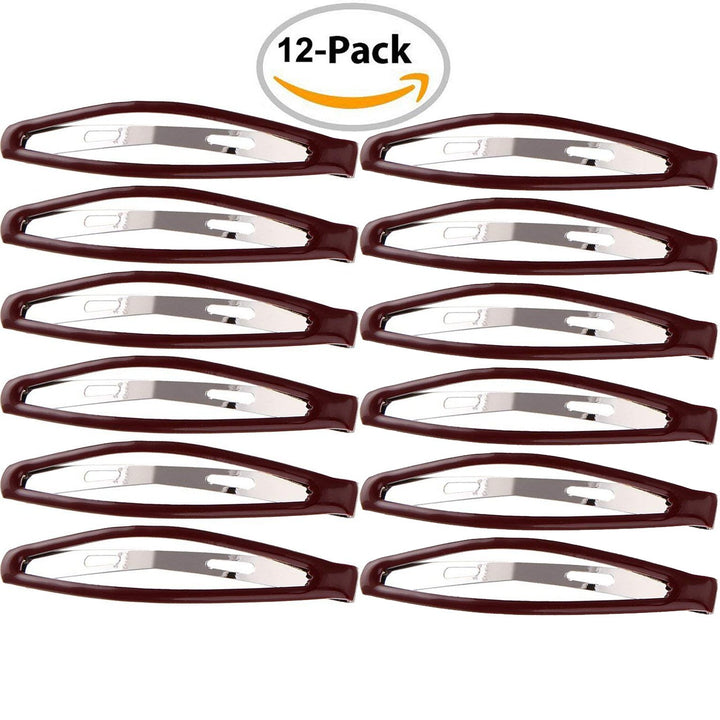 Brown: Loneedy Pack Of 12 Large Metal Stoving Varnish Hair Snap Clips, No-Slip Hair Clips Barrettes For Women And Girl (Brown)