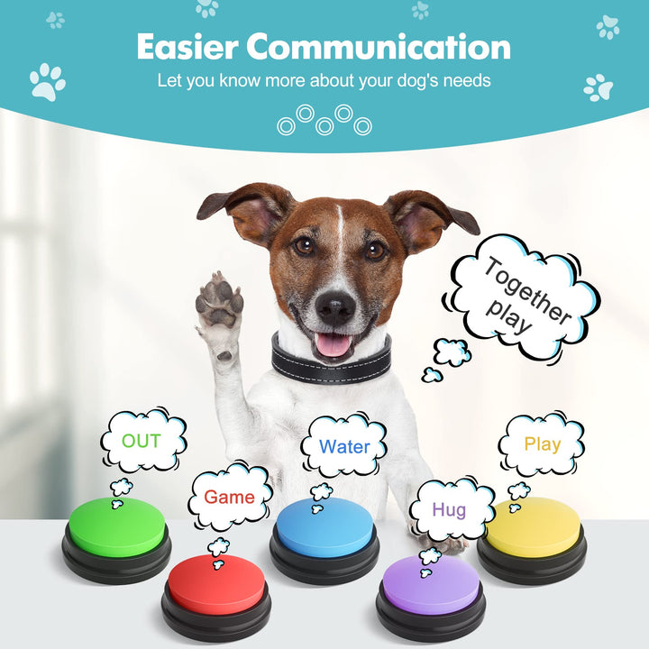 5 Pack-Dog Buttons for Communication Starter Pack,  ,Training Pet to Speaking Buttons,Speech Buttons with Words Voice Record Buttons,Push Buttons to Talk-Dog Gifts&Stuff