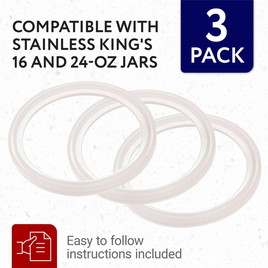 [3 Pack] Gaskets fits Thermos Stainless King Food Jar 16 and 24 Ounce “ Seals/O-Rings with No BPA/Phthalate/Latex - Replacement for 16 and 24 Ounce Containers
