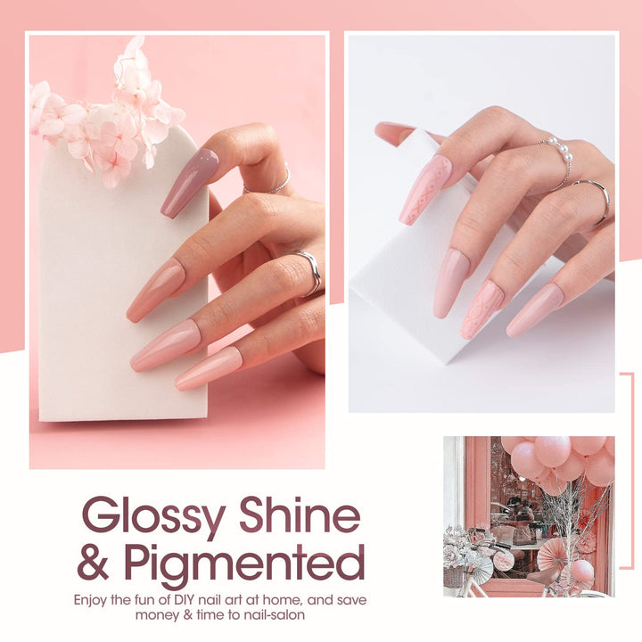 Gel Nail Polish Set - 6 Colors Pretty in Pastel Series - Soft Pastel Nail Art Colors Long Lasting Home Gel Manicure Kit