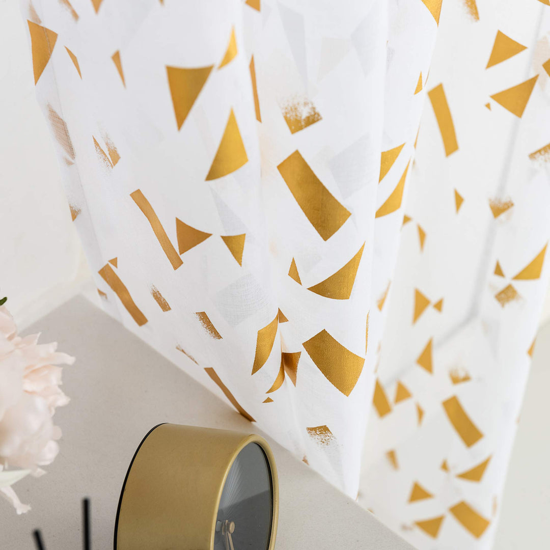 Kotile Sheer Curtains 84 Inches Long - Gold Foil Confet