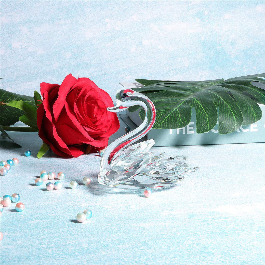 Waltz&amp;F Crystal Swan Figurine Paperweight Glass Swan Collectible Statue Table Centerpiece Ornament
