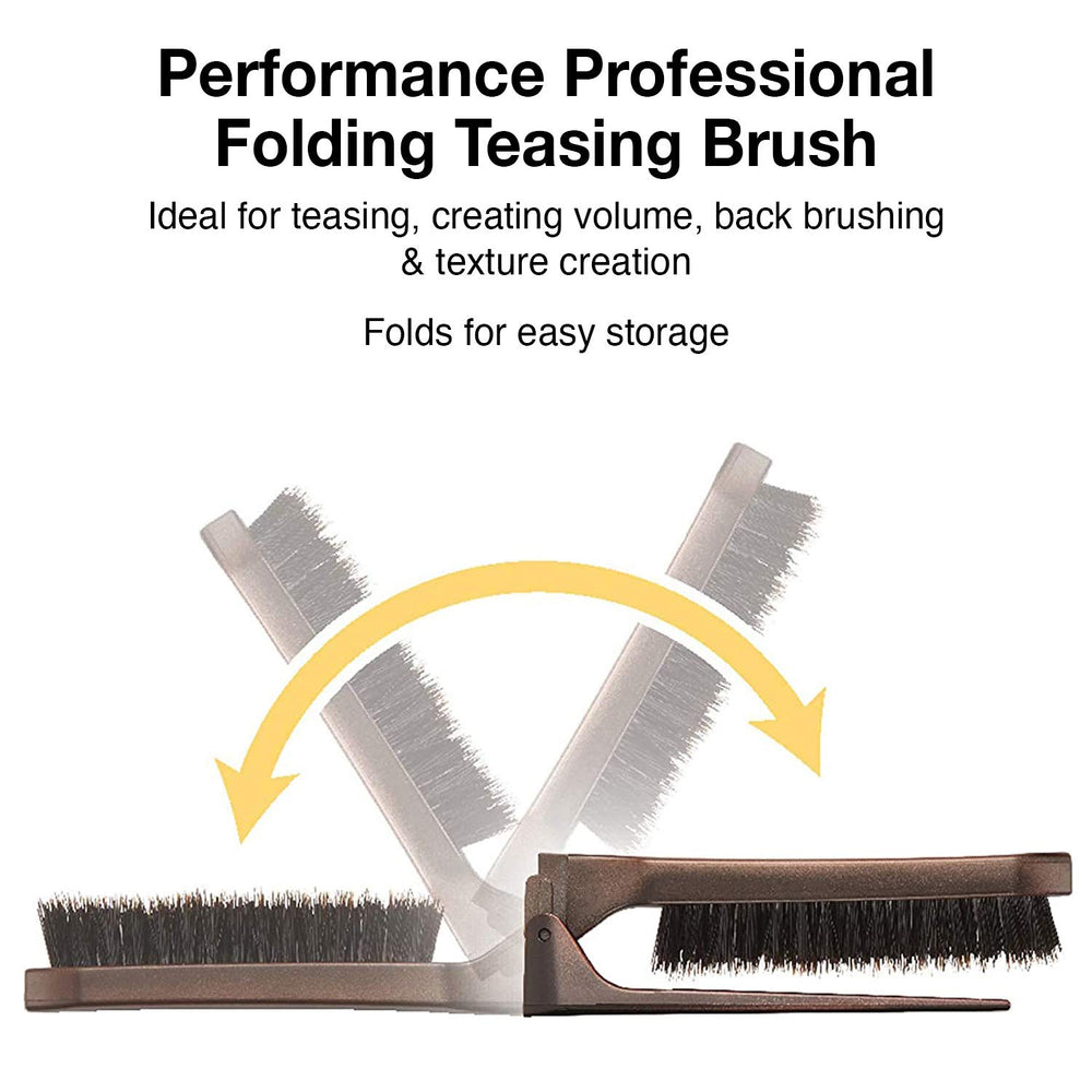 Style-Up Teasing Foldable Hair Brush - 100% boar & ionic bristles STU-CO (Combo)…