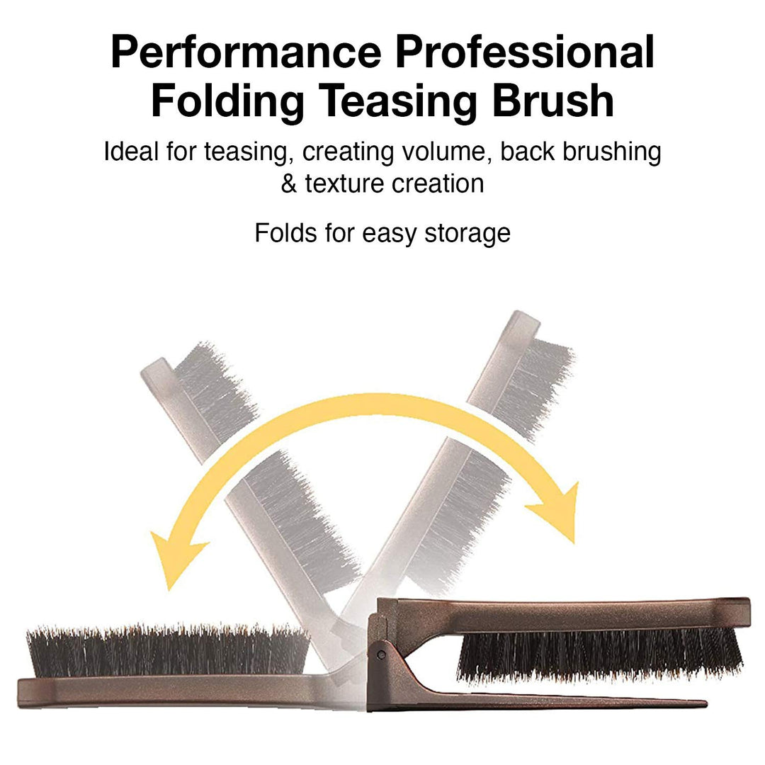 Style-Up Teasing Foldable Hair Brush - 100% boar &amp; ionic bristles STU-CO (Combo)…