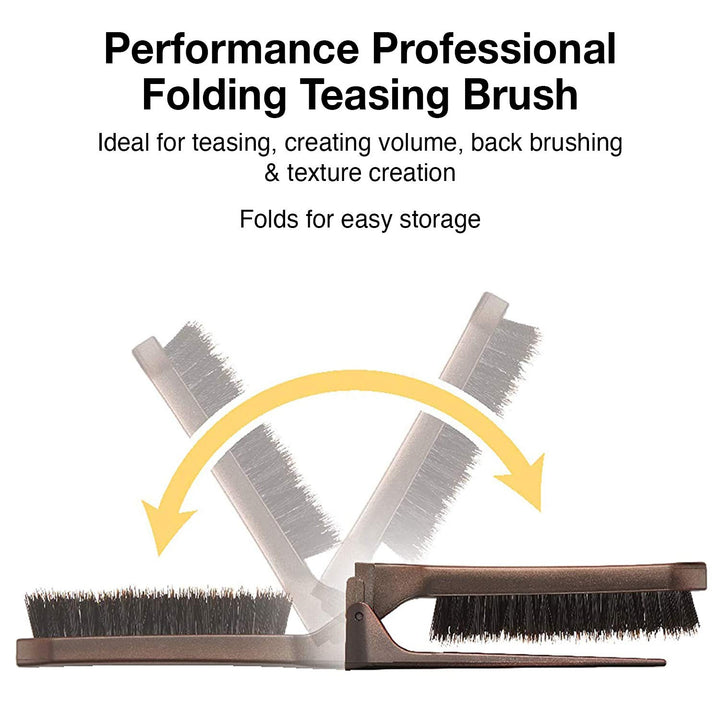 Style-Up Teasing Foldable Hair Brush - 100% boar &amp; ionic bristles STU-CO (Combo)…
