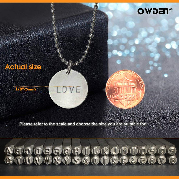 Professional 36Pcs. Steel Metal Stamping Tool Set,(1/8”) 3mm,Steel Number and Letter Punch Set,Alloy Steel Made HRC 58-62 for Jewelry Craft Stamping.