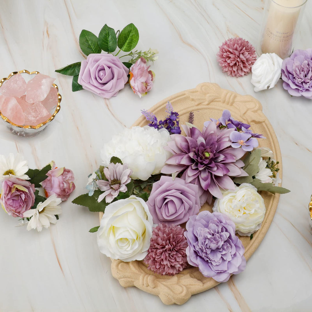 COCOBOO Artificial Purple Flowers Combo for DIY Wedding