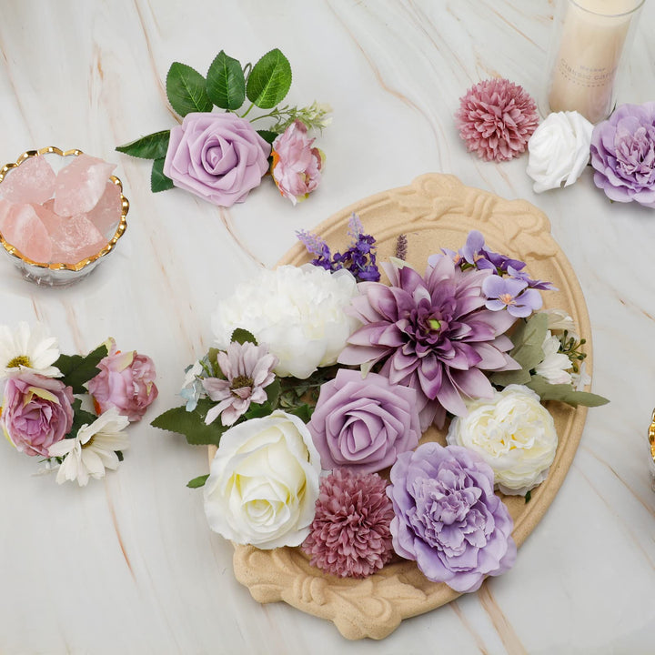 COCOBOO Artificial Purple Flowers Combo for DIY Wedding