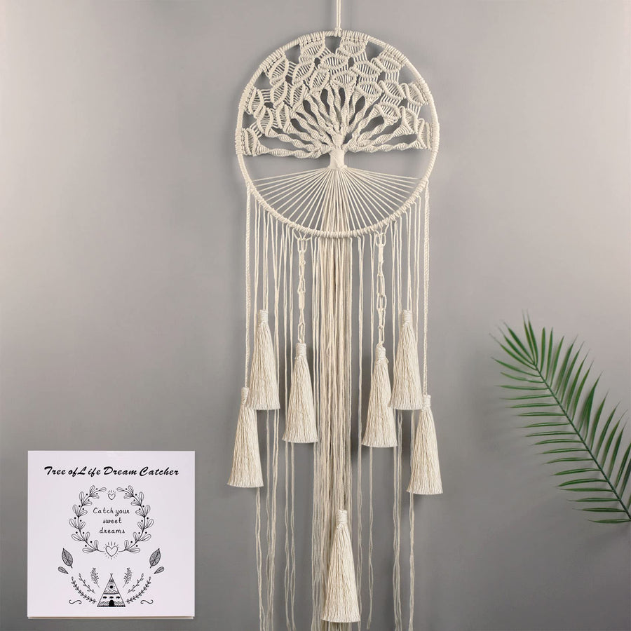 Dream Catcher Boho Tree of Life Large Handmade Macrame Wall Hanging Bohemian for Girls Wedding Party Nursery Cafe Home Bedroom Gypsy Decor with Gift Box