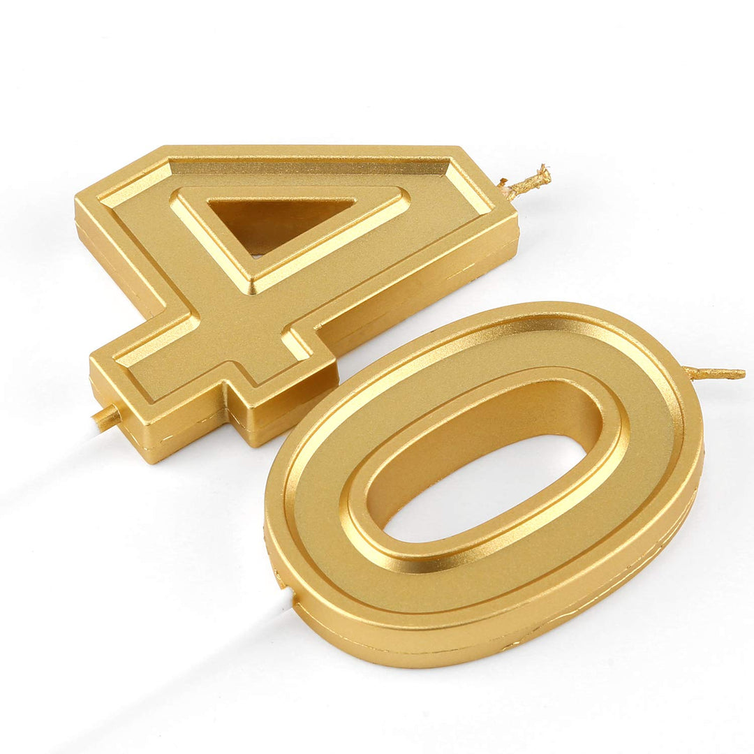 LUTER 2.76 Inches Large Birthday Candles Gold Glitter Birthday Cake Candles Number Candles Cake Topper Decoration for Wedding Party Kids Adults, Number 40