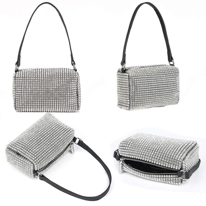 Bling Bling Crystals Evening Clutch Bag for Women Girls Sparkling Crossbody Bag Wedding Prom Party Club Purses Handbags White Diamonds