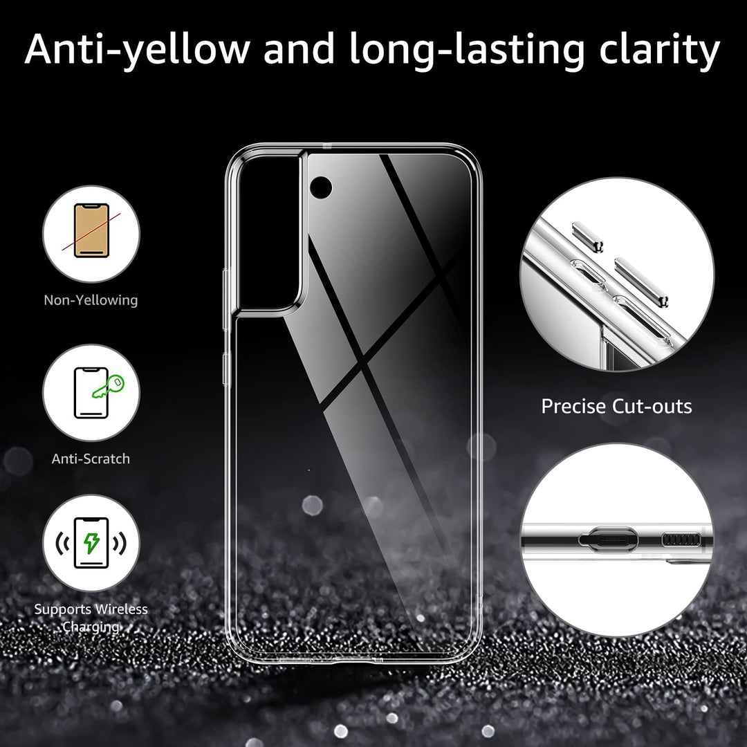 Shockproof Protective Designed for Samsung Galaxy S22+ Plus 5G Case, [NOT Fit S22 &amp; S22 Ultra], Silicone Clear Hard PC Back TPU Soft Bumper Rugged Lightweight Slim Design Phone Cover Cases, Clear