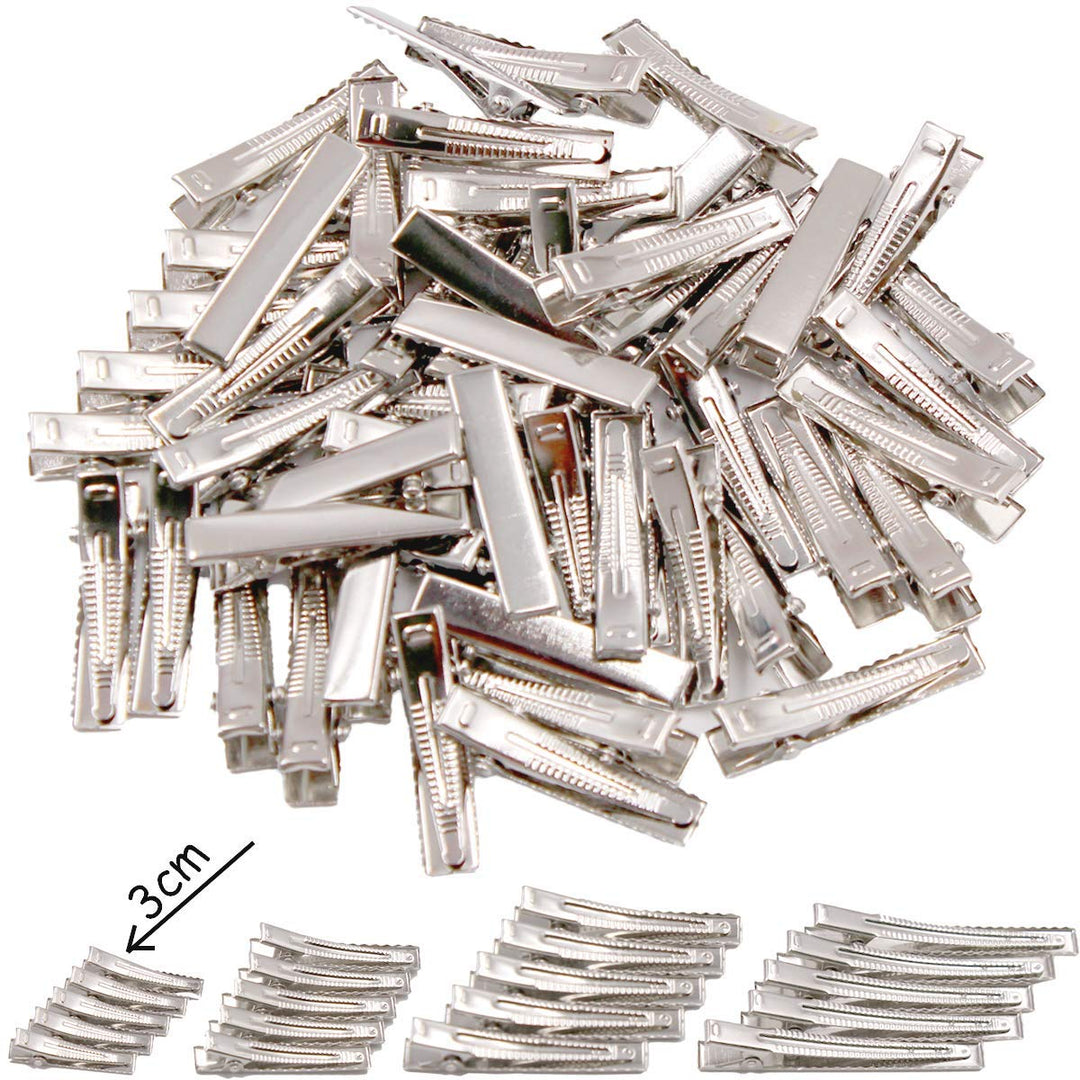 50 pcs Lot Alligator Hair Clip Single Prong Pinch Clips Metal Alligator Clips Hair Pin Hairbow Accessory (3CM-1.2inches)