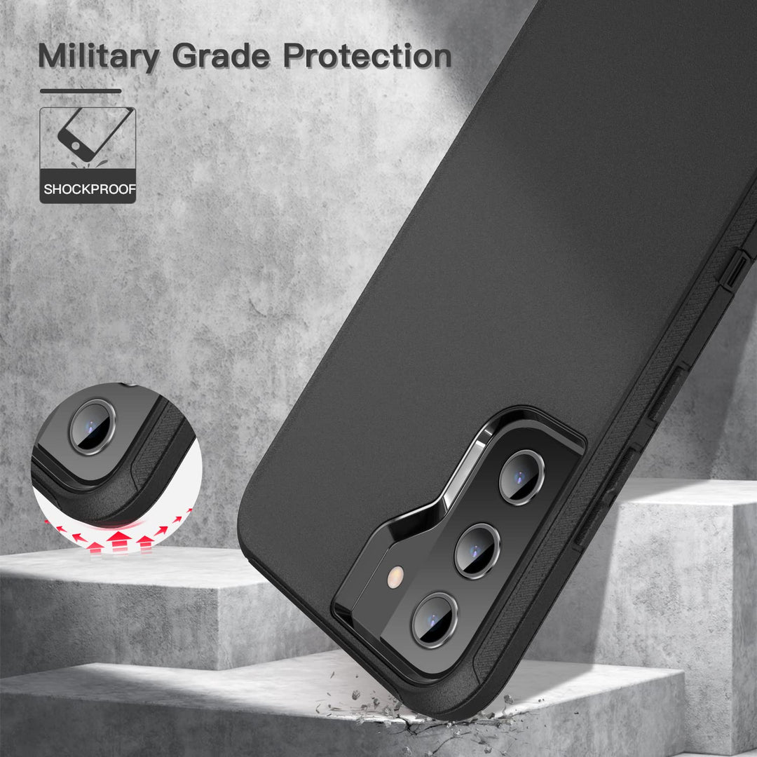 for Galaxy S22 Case Shockproof Rugged Full Body Protection Heavy Duty Dust/Drop Proof 3-Layer Cover Case for Samsung Galaxy S22 2022, Black