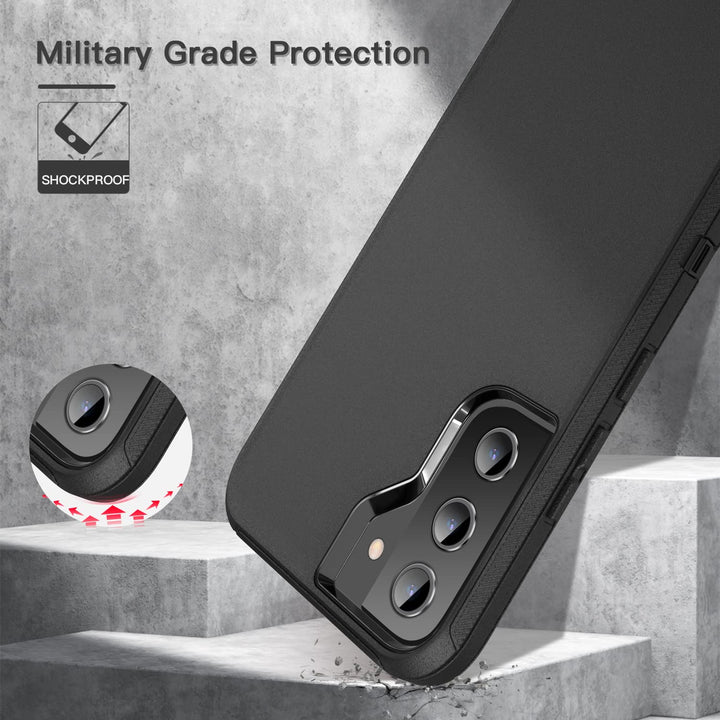for Galaxy S22 Case Shockproof Rugged Full Body Protection Heavy Duty Dust/Drop Proof 3-Layer Cover Case for Samsung Galaxy S22 2022, Black