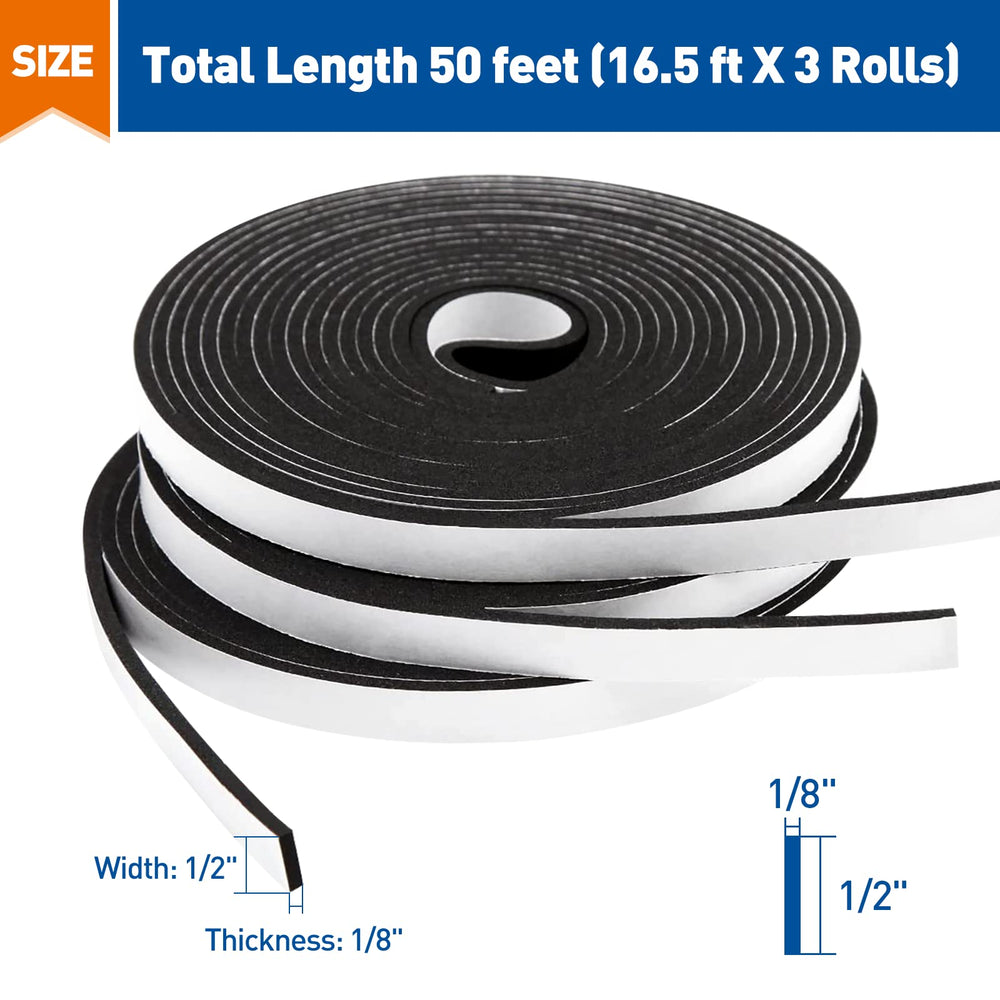MAGZO Weather Stripping Door Seal, 1/2 Inch Wide X 1/8 