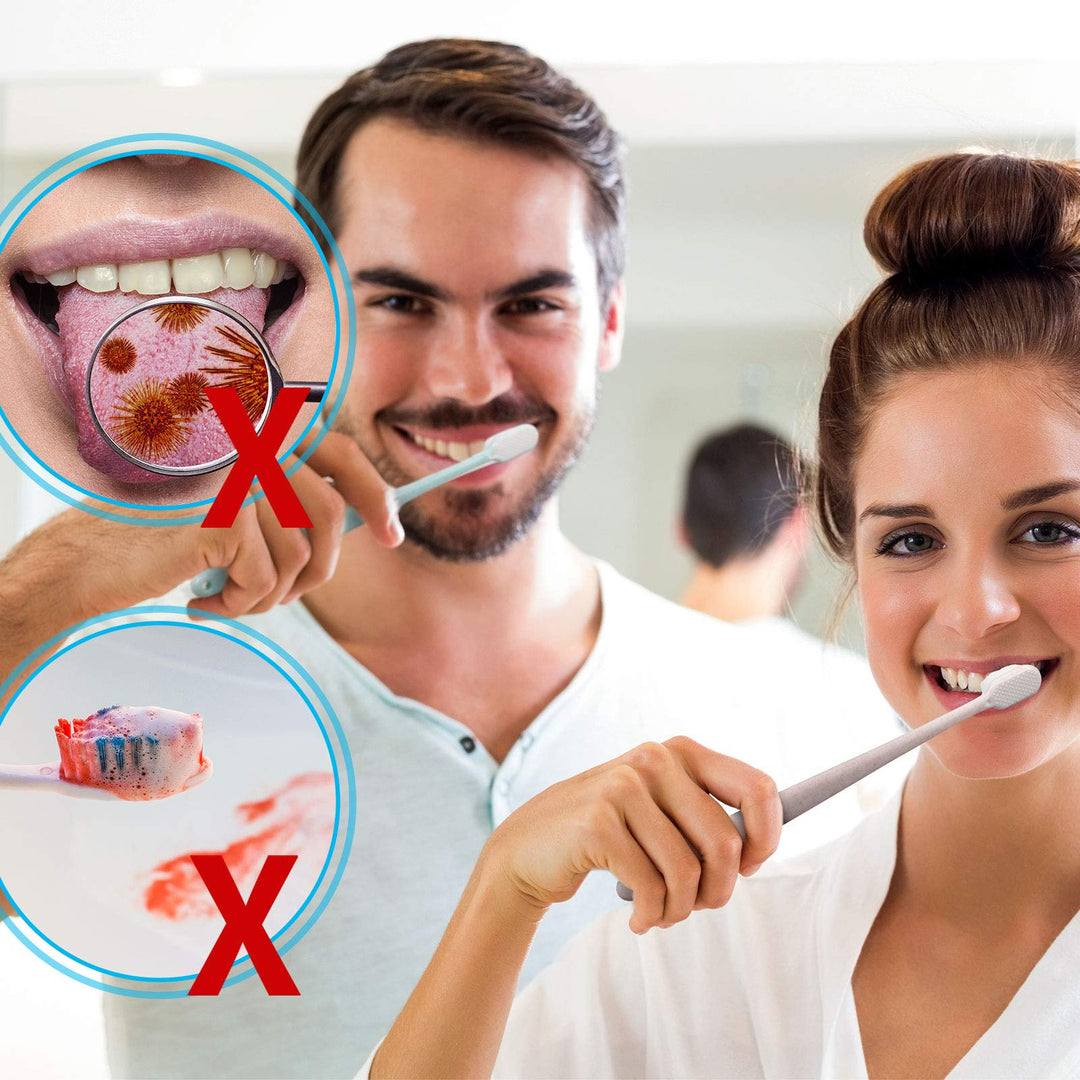 4 Pieces Soft Micro-Nano Manual Toothbrush Extra Soft Bristles Toothbrush with 20,000 Bristles for Fragile Gums Adult Kid Children (Black, White, Green, Beige)