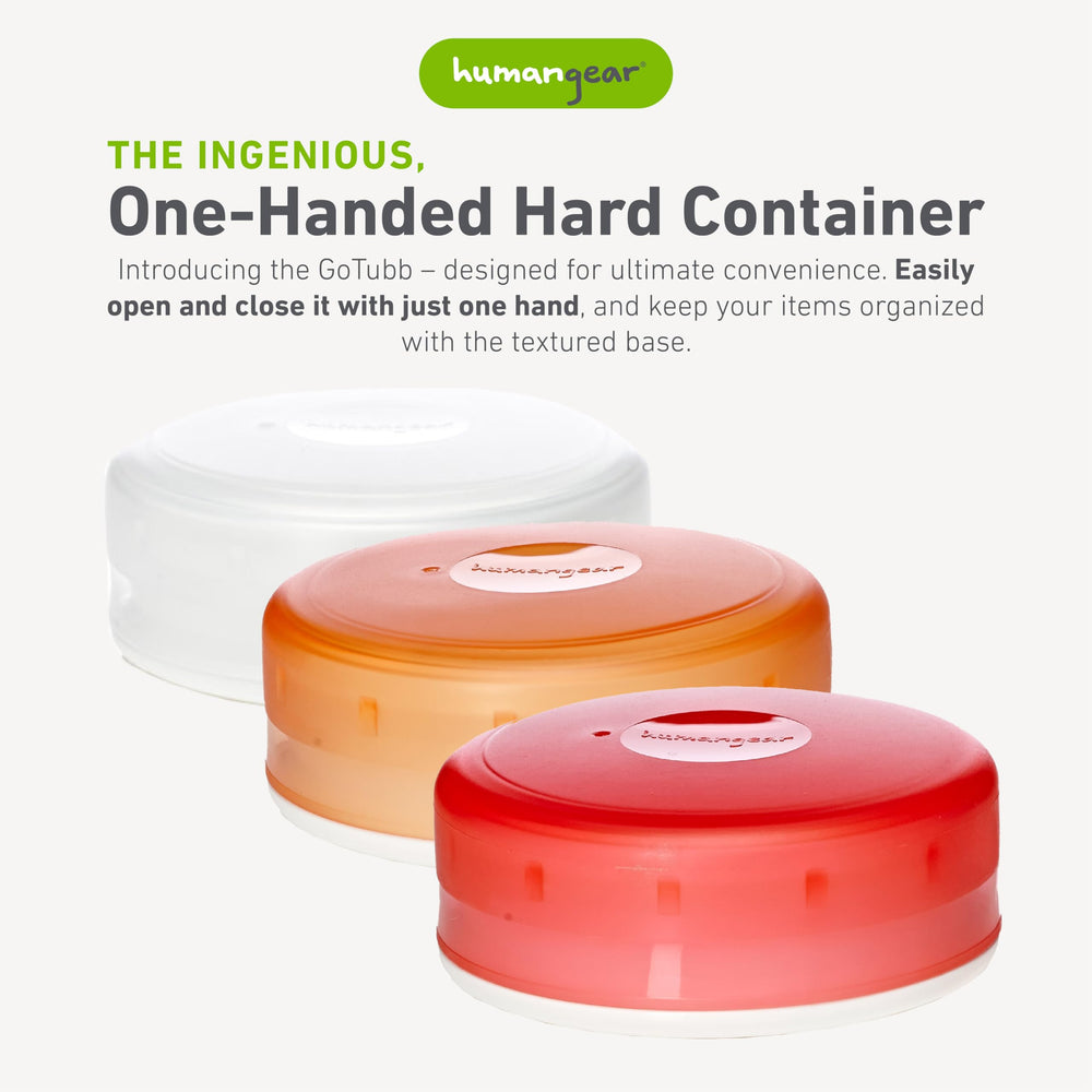 GoTubb | Hard Container | Easy Open | Food-Safe Material, Clear/Orange/Red, Medium