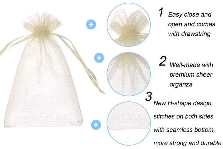 SumDirect 100Pcs 4x6 Sheer Drawstring Organza Jewelry P