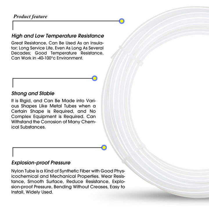 Air Line 1/4 inch od Clear Pneumatic Nylon Tube 32.8ft Air Brake Tubing Nylon Hose