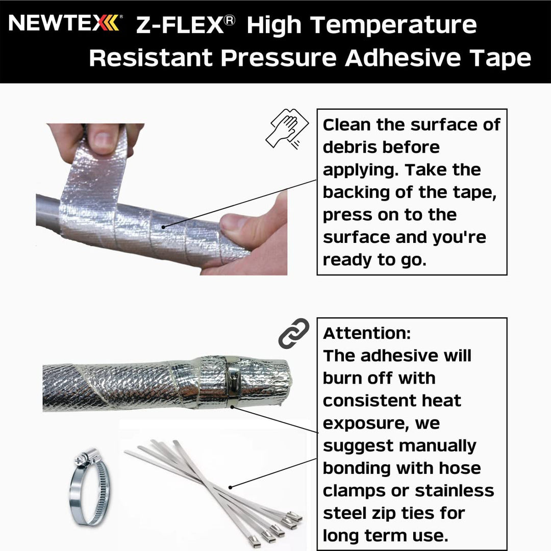 High Heat Resistant Tape - Extreme Temperature Aluminum Foil Z-Flex Tape - Pressure Sensitive Adhesive Ducting, Insulation, Reflective Heat Barrier Tape Roll (2 x 25&#39;)