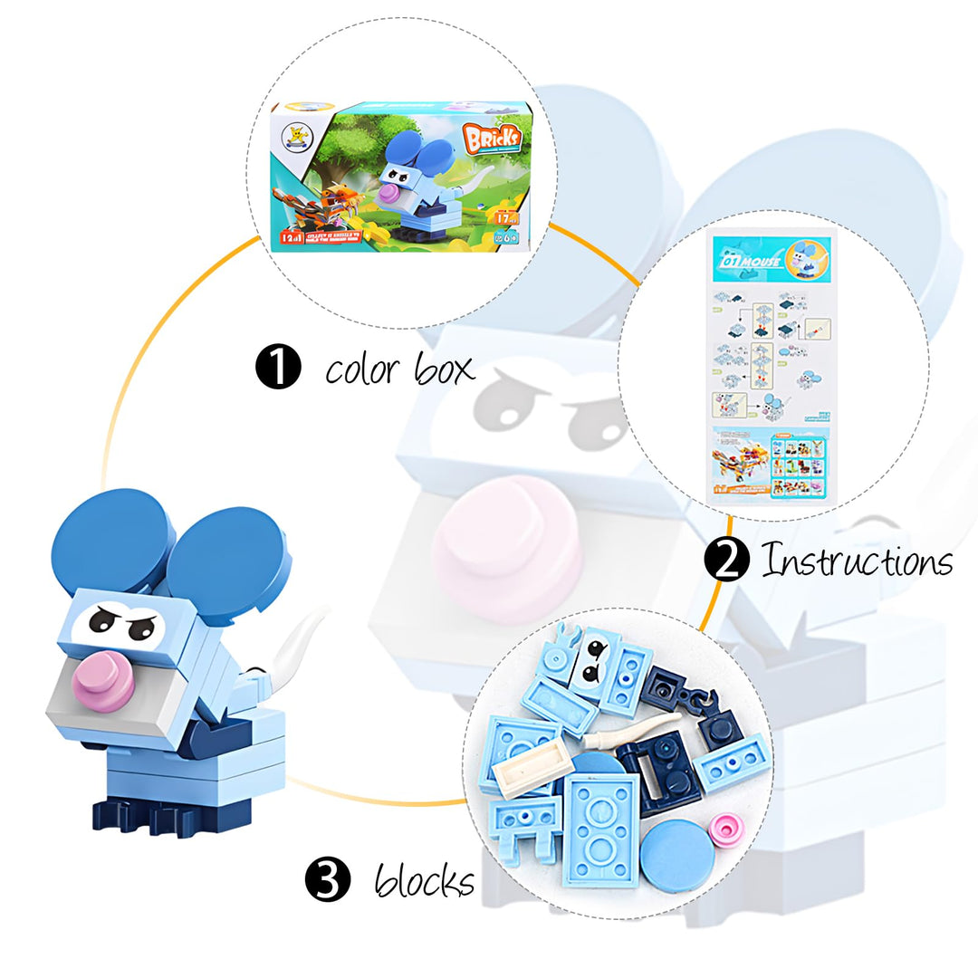 Party Favors for Kids Goodie Bags,12PCS Mini Building Blocks Animal, Building Sets Stem Toys, Assorted Building Blocks Sets for Birthday Party Gift,Goodie Bags, Prize,Cake Topper