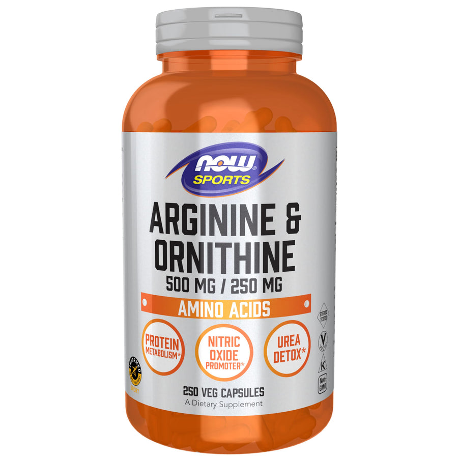 Sports Nutrition, Arginine & Ornithine 500/250 mg, Amino Acids, 250 Veg Capsules