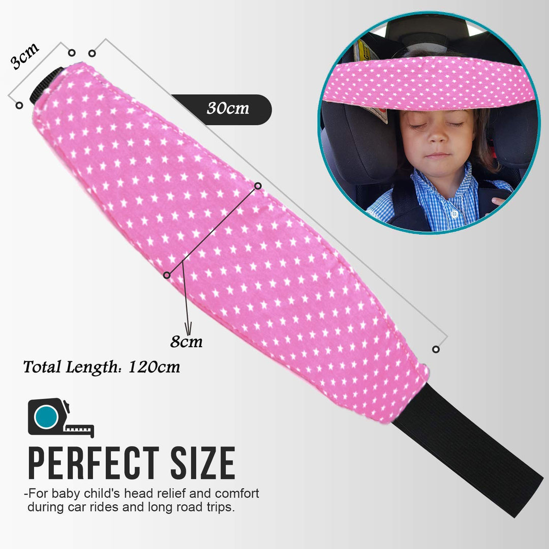 2 Pcs Baby Car Seat Neck Relief and Head Support,Silence Shopping Car Seat Head Band Strap Headrest,Stroller Car Seat Sleeping Head Support for Toddler Child Children Kids Infant Christmas (Pink)