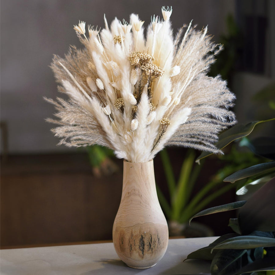 Natural Dried Pampas Grass Bouquet - 85 PCS with Bunny 