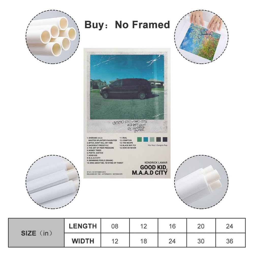 Kendrick Lamar Poster GOOD KID, M.A.A.D CITY Poster Canvas Printed Poster Unframe:12x18inch(30x45cm)