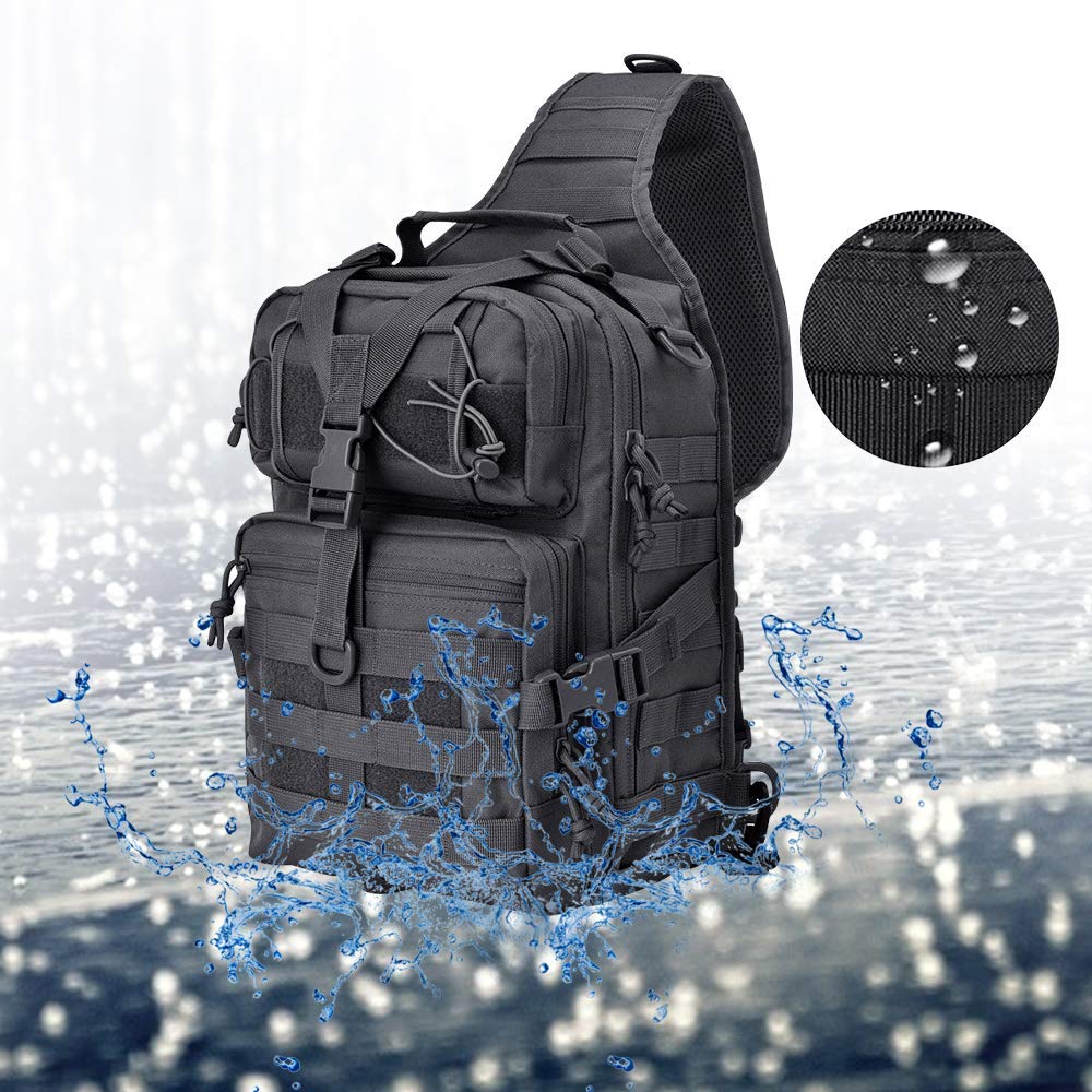Tactical Sling Bag Pack Military Assault Rucksack Shoulder Bag Backpack Chest Pack Handbag Waterproof for Travel Hiking Camping Trekking Exploring Fishing Hunting