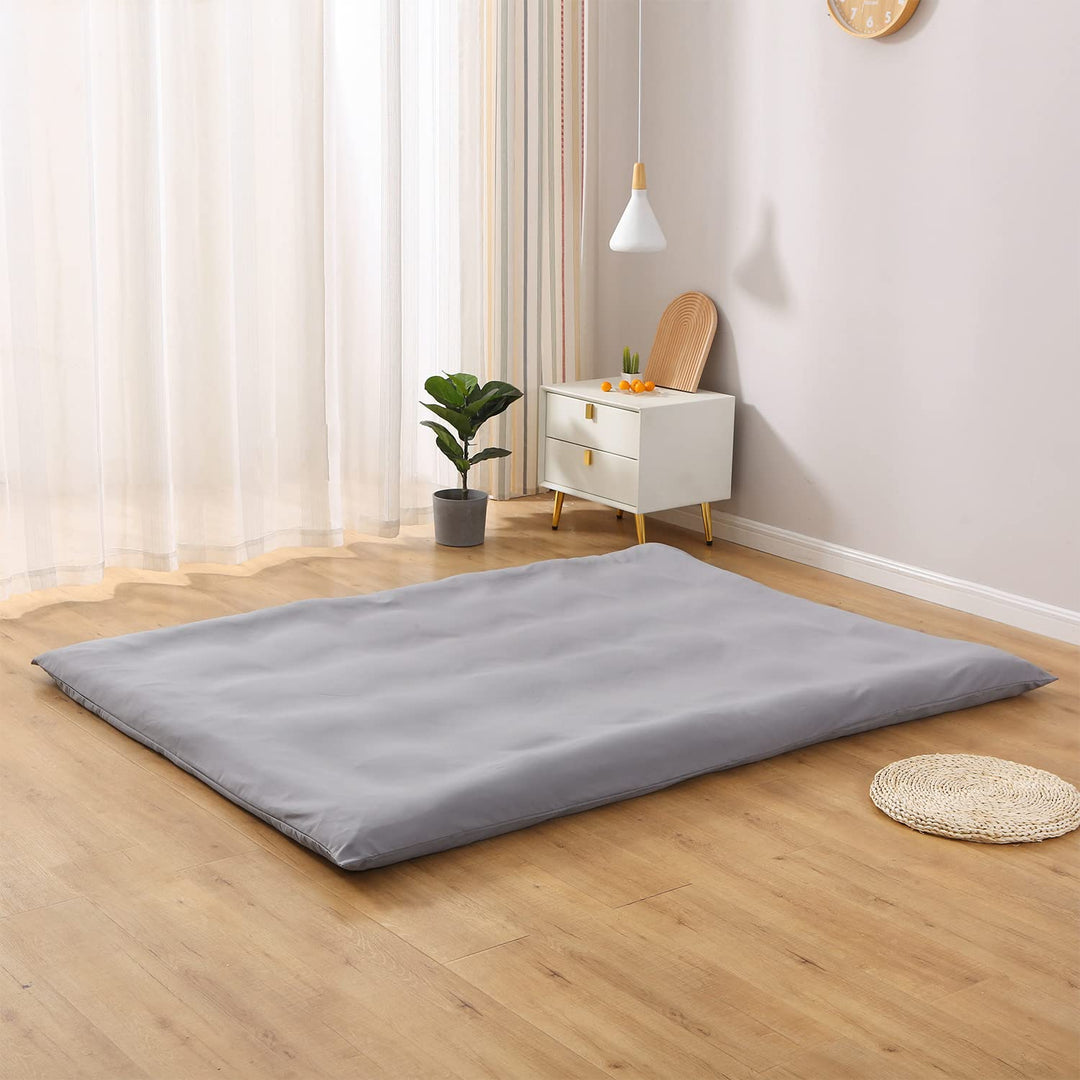 Floor Futon Mattress Cover Only for Traditional Japanese Futon Mattress,Zipper Soft Skin-Friendly Breathable Without Shrinking,for Bedroom Living Room Hotel Dormitory RV Grey-Twin