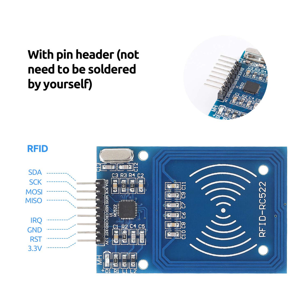 Reader Module Kit Mifare RC522 Reader Module with S50 White Card and Key Ring Compatible with Arduino Raspberry Pi