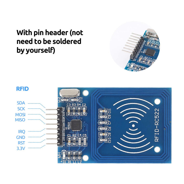Reader Module Kit Mifare RC522 Reader Module with S50 White Card and Key Ring Compatible with Arduino Raspberry Pi