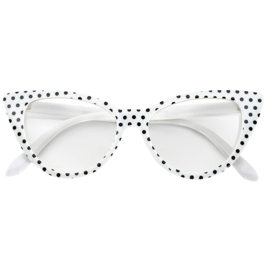 OWL Cateye Glasses for Women Vintage 50s White Black Po